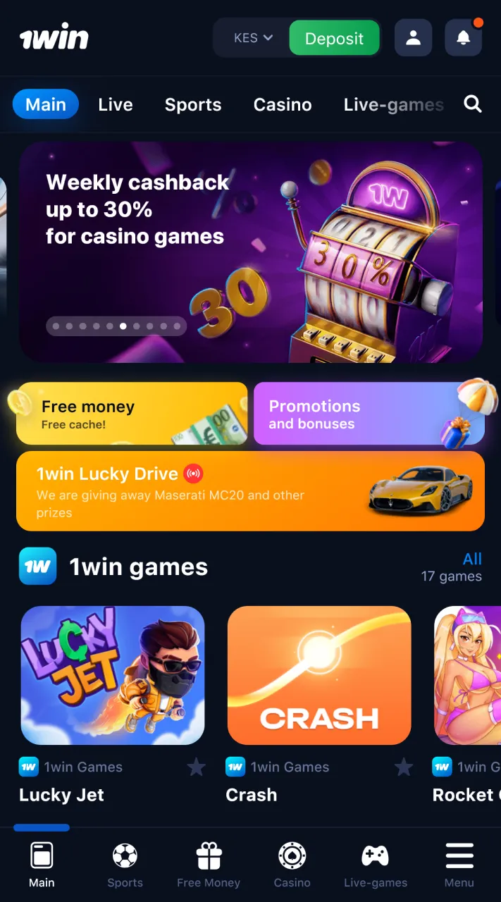 Tap the 1win icon to start betting.