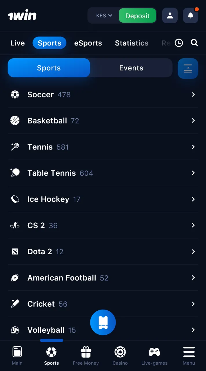 Place sports bets in Kenya using the 1win app.