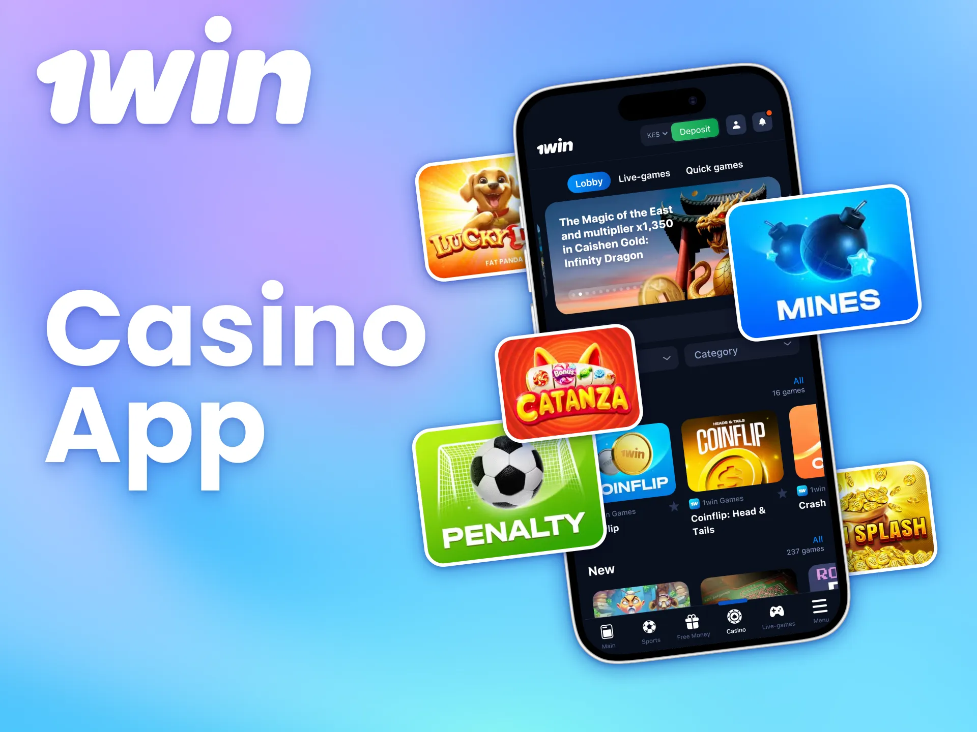 Play casino games anytime, anywhere with the 1win app for Android and iOS.