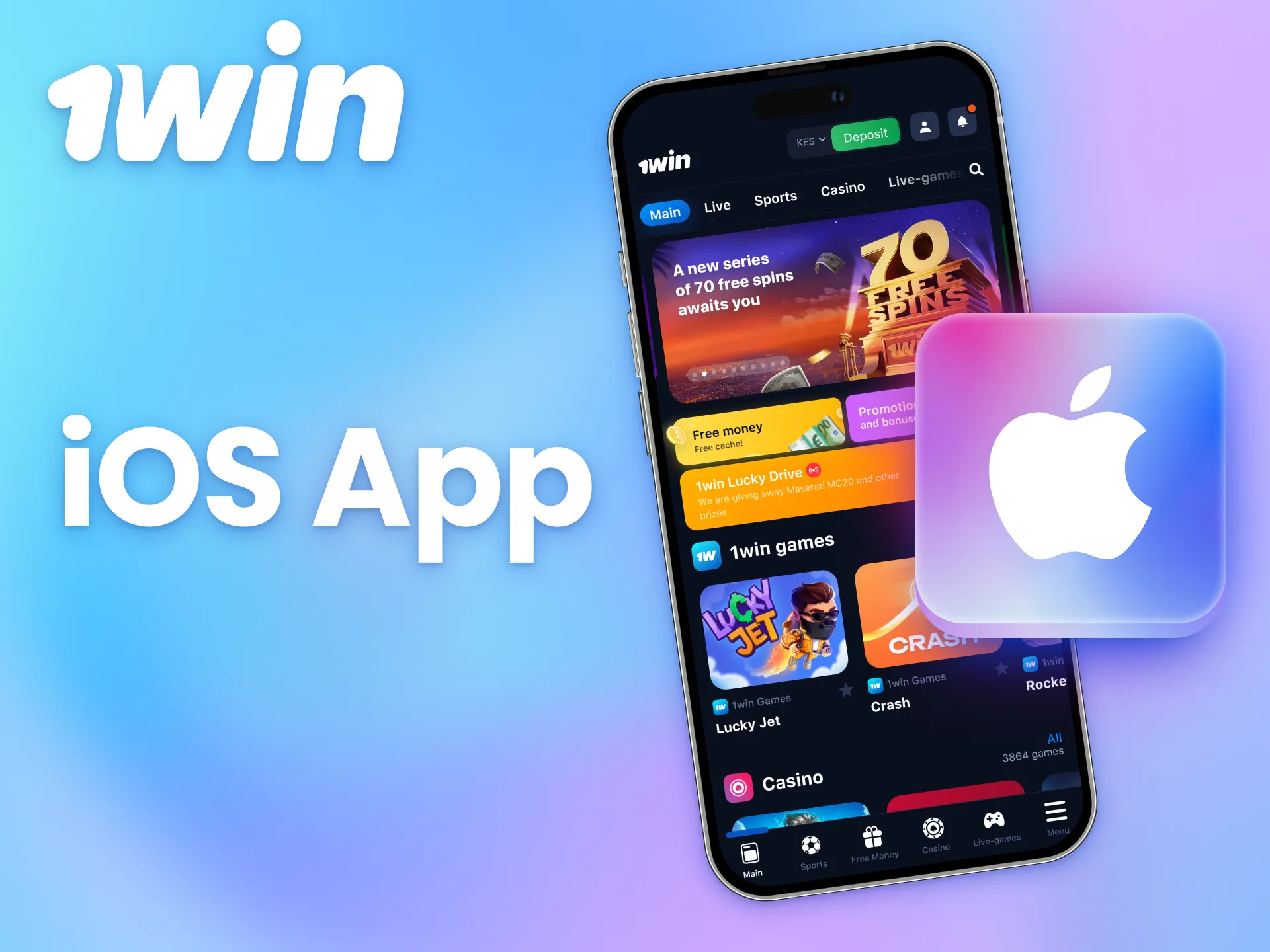 Download the 1win app for your iOS device.