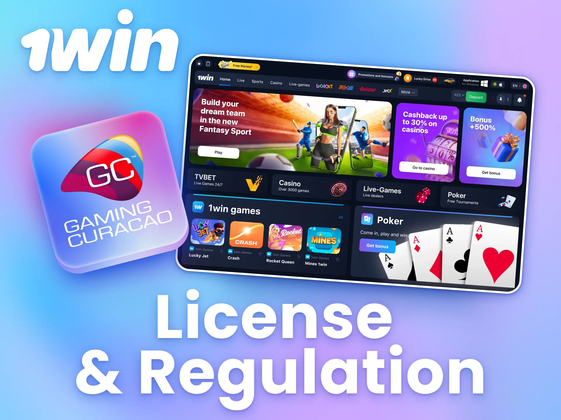 1win operates as a licensed online casino in Kenya.