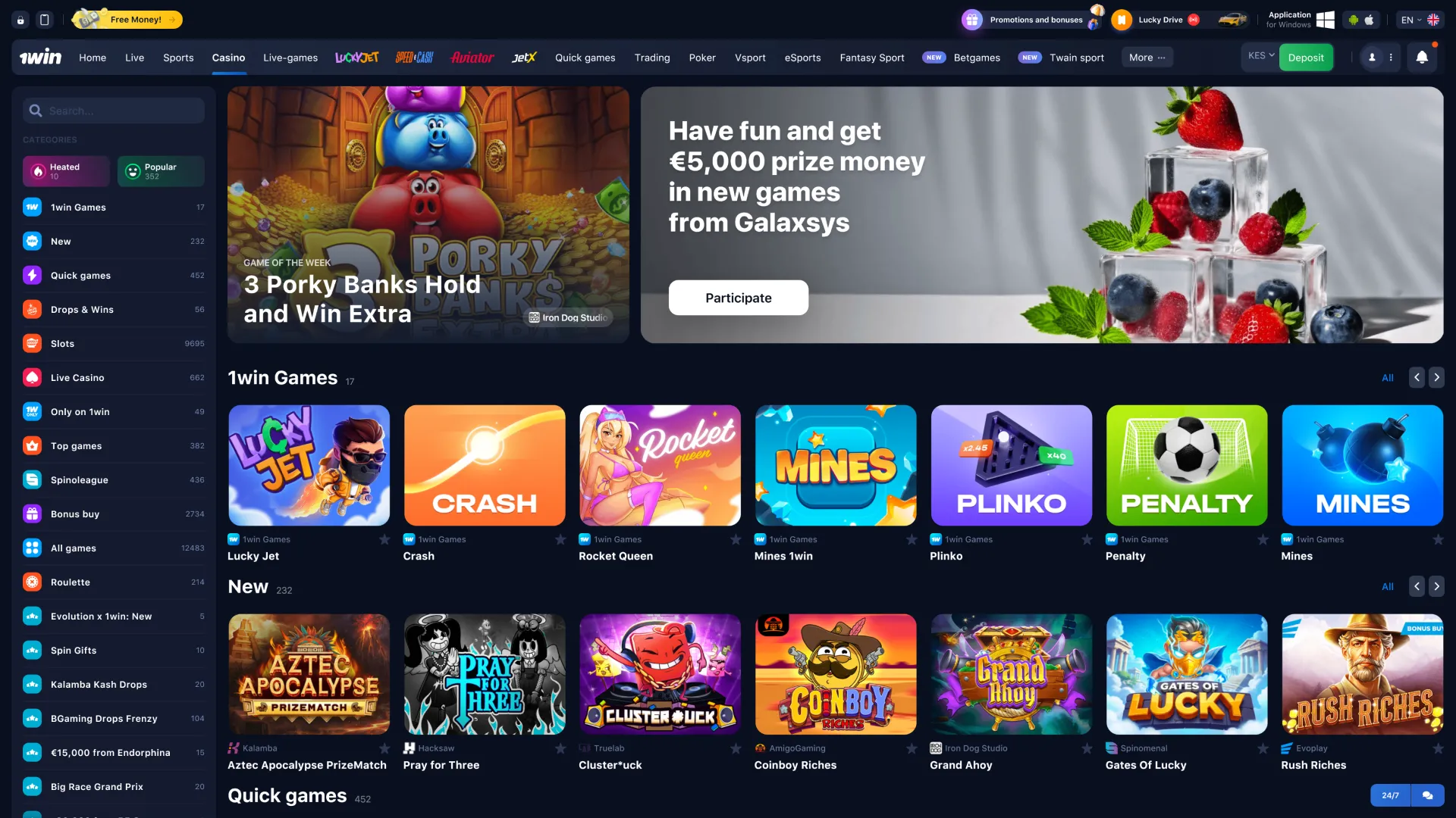 1win offers an impressive variety of casino gaming titles.