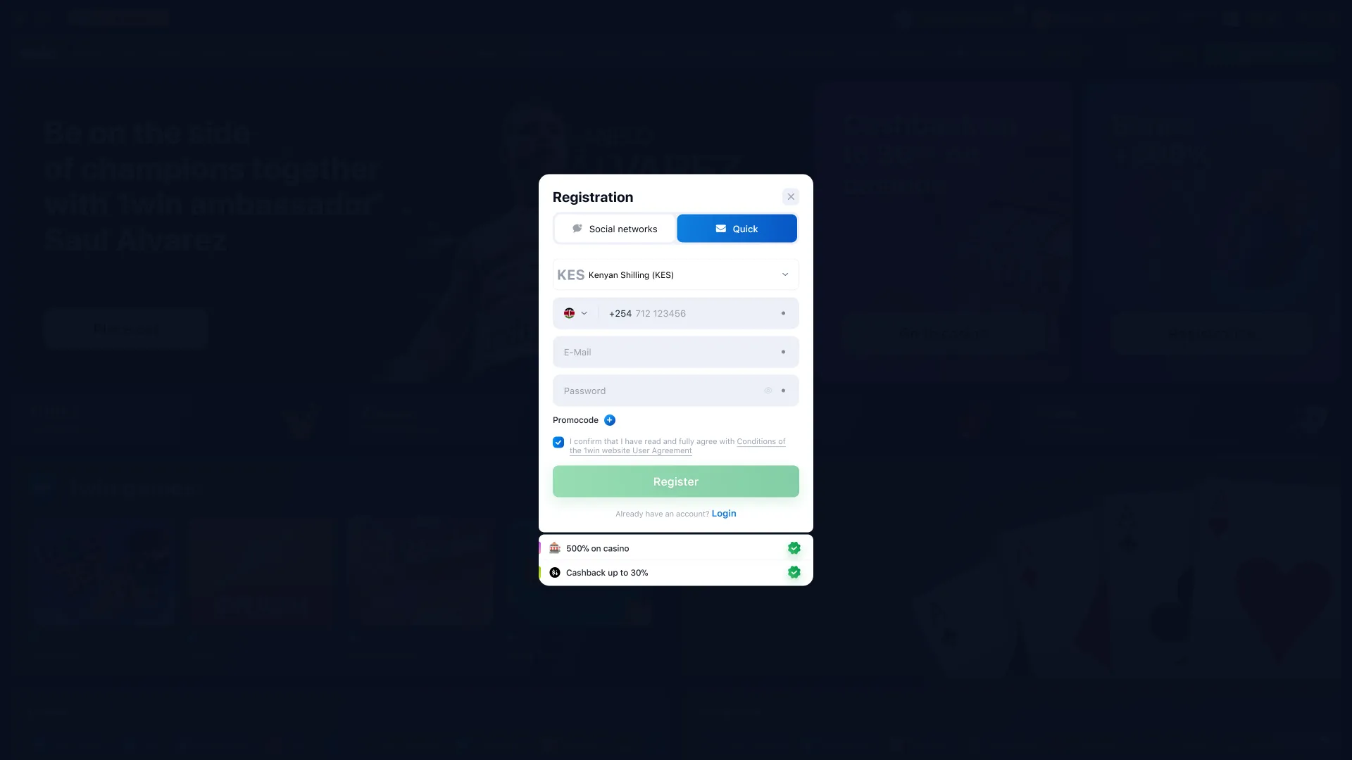 Creating an account on 1win is quick and easy.