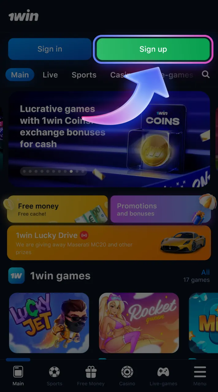 Start your registration on 1win to claim the promo code reward.