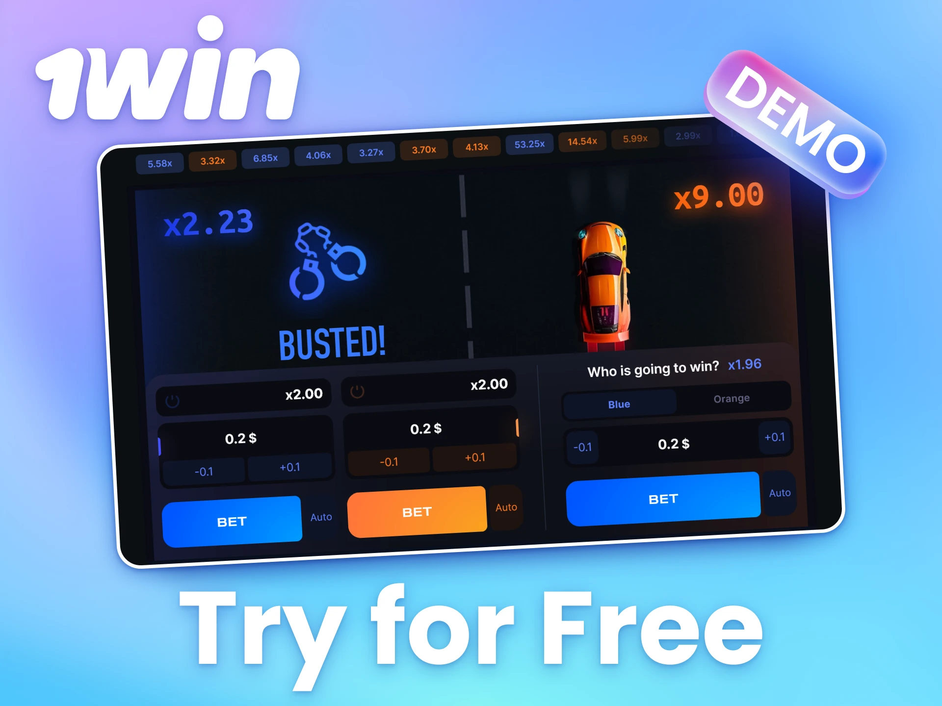 Test out 1win quick games for free with the demo version.