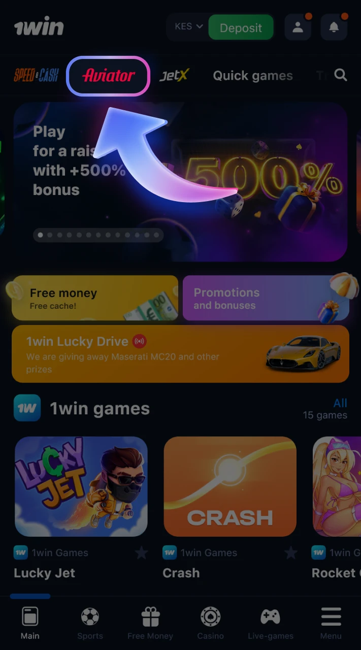 Navigate to the Aviator crash game on the 1win website.