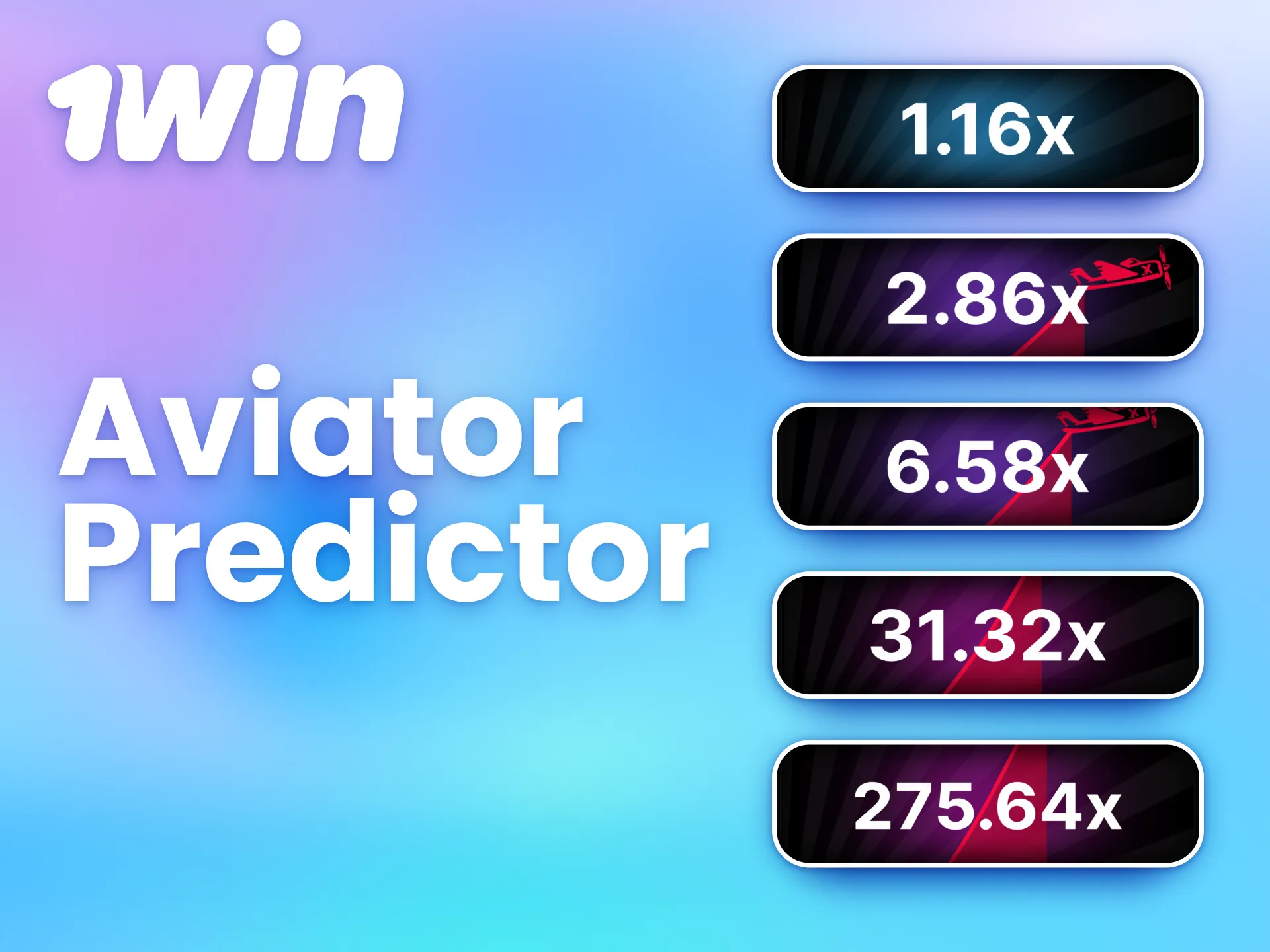 You can use different predictors to increase your chances of winning at 1win Aviator.