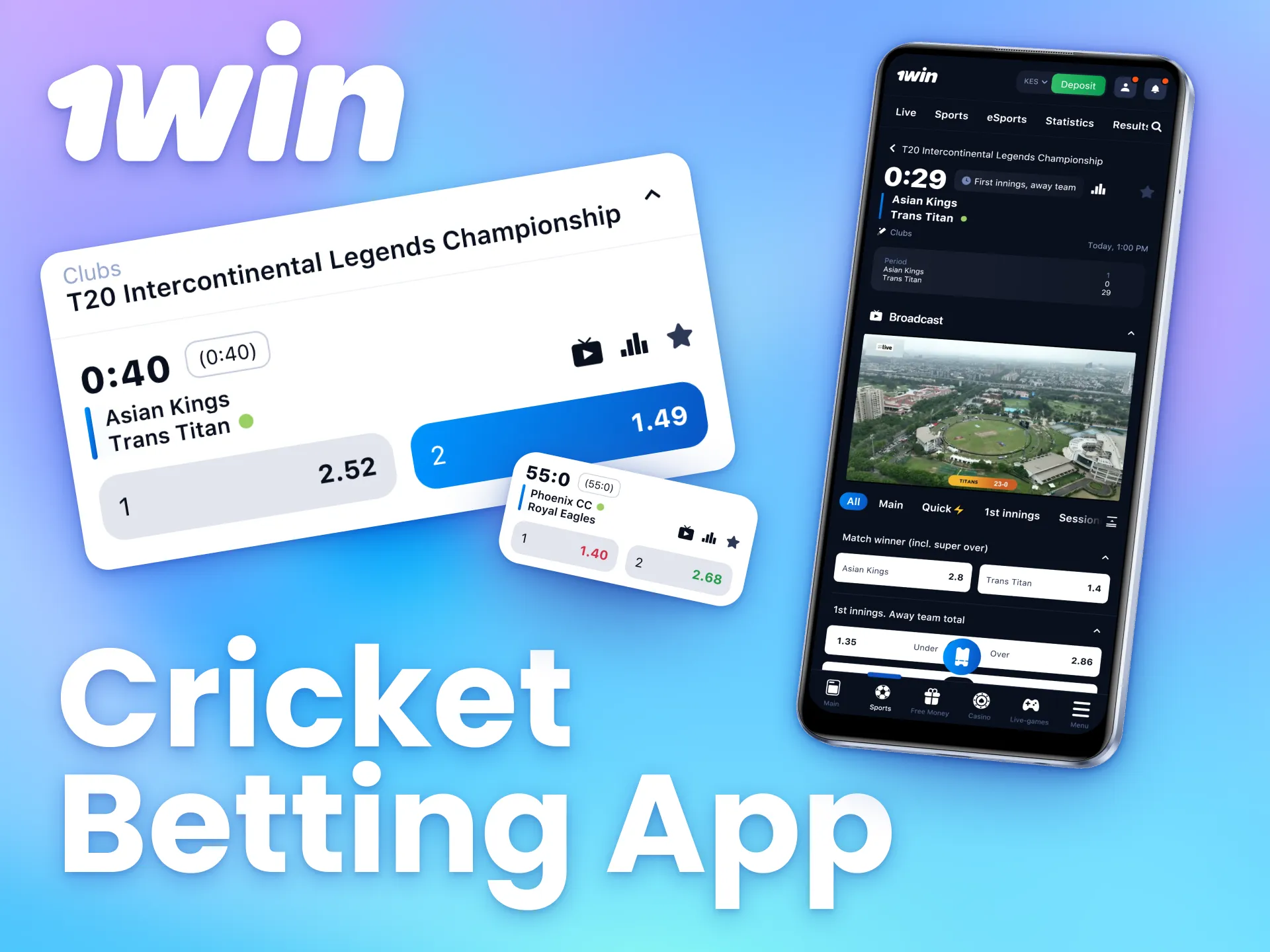 Enjoy simple cricket betting via the 1win app on your mobile device.