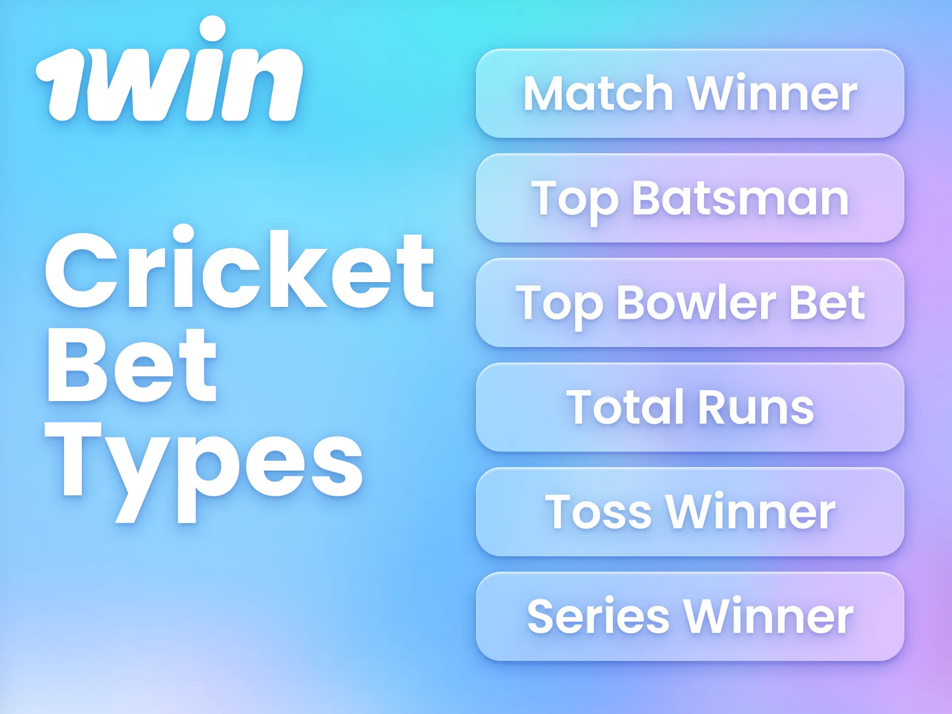 1win offers a wide variety of cricket betting options.