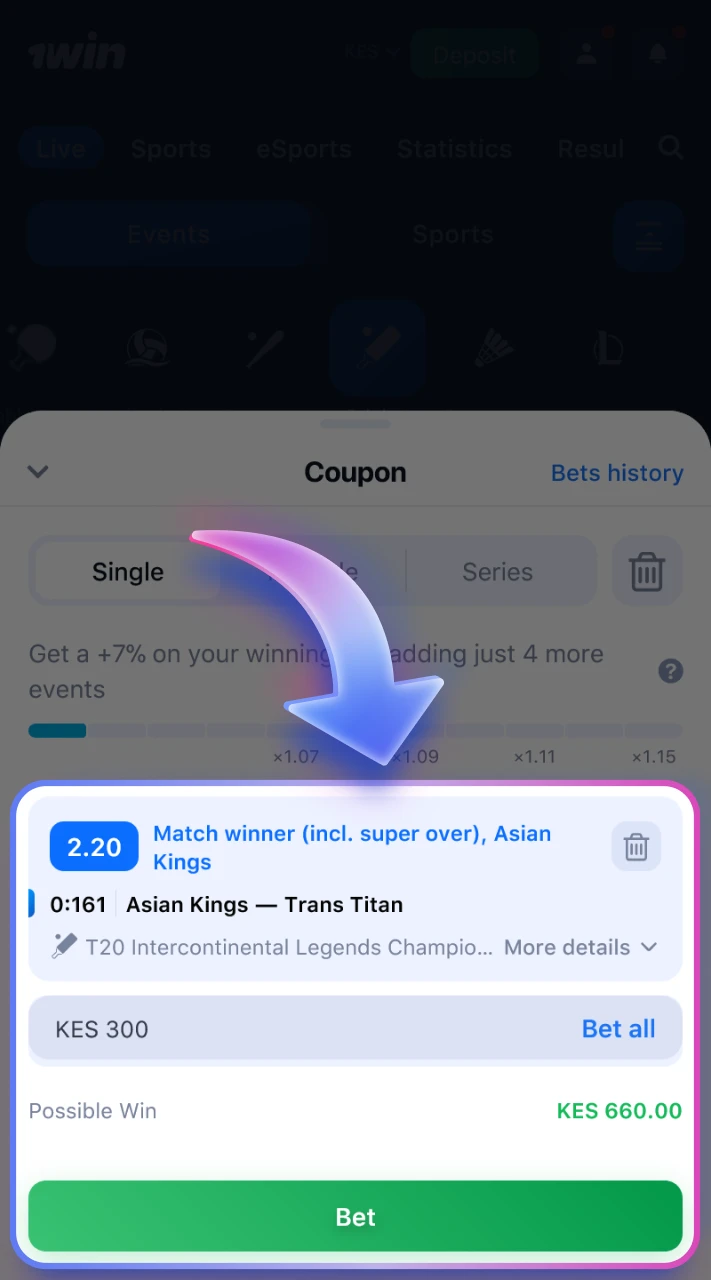 Finalize your decision and confirm your cricket bet.