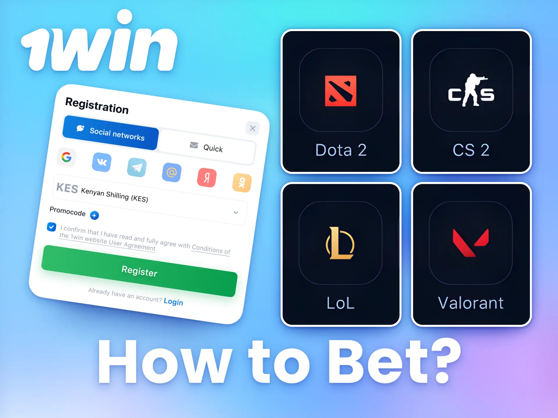 Create your 1win account to begin betting on esports competitions.