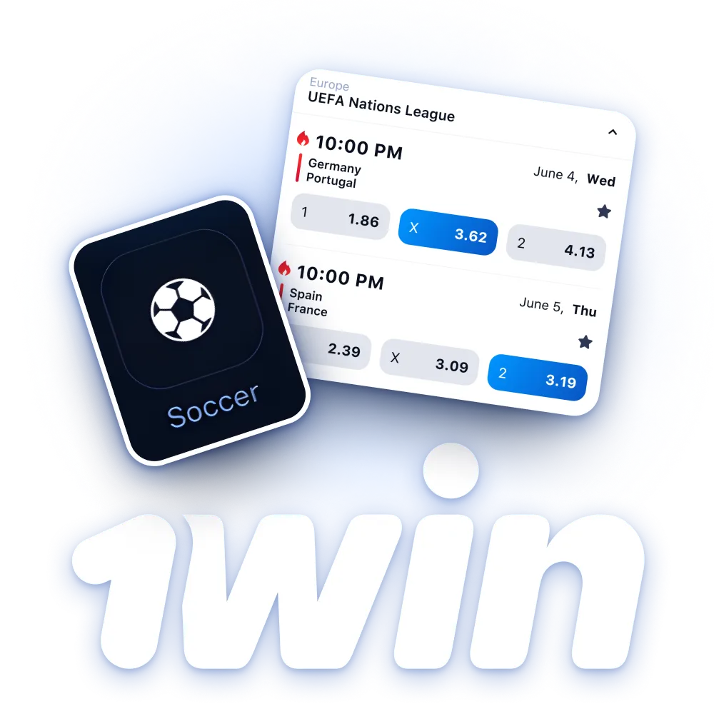 Make your football bets and win big with 1win.