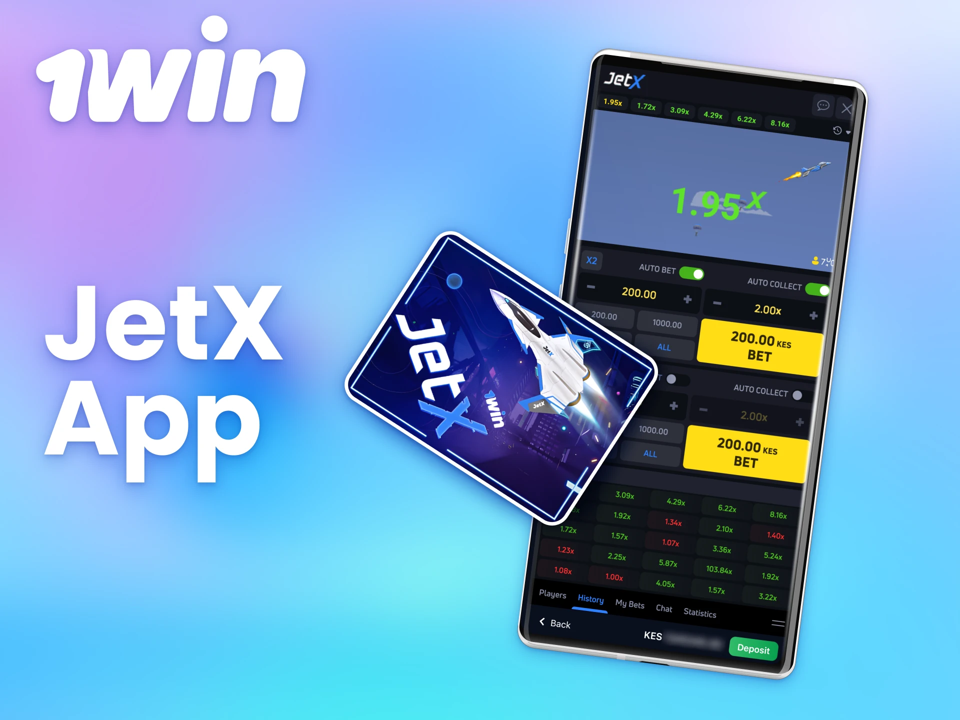 Play JetX on the go with the 1win mobile app.