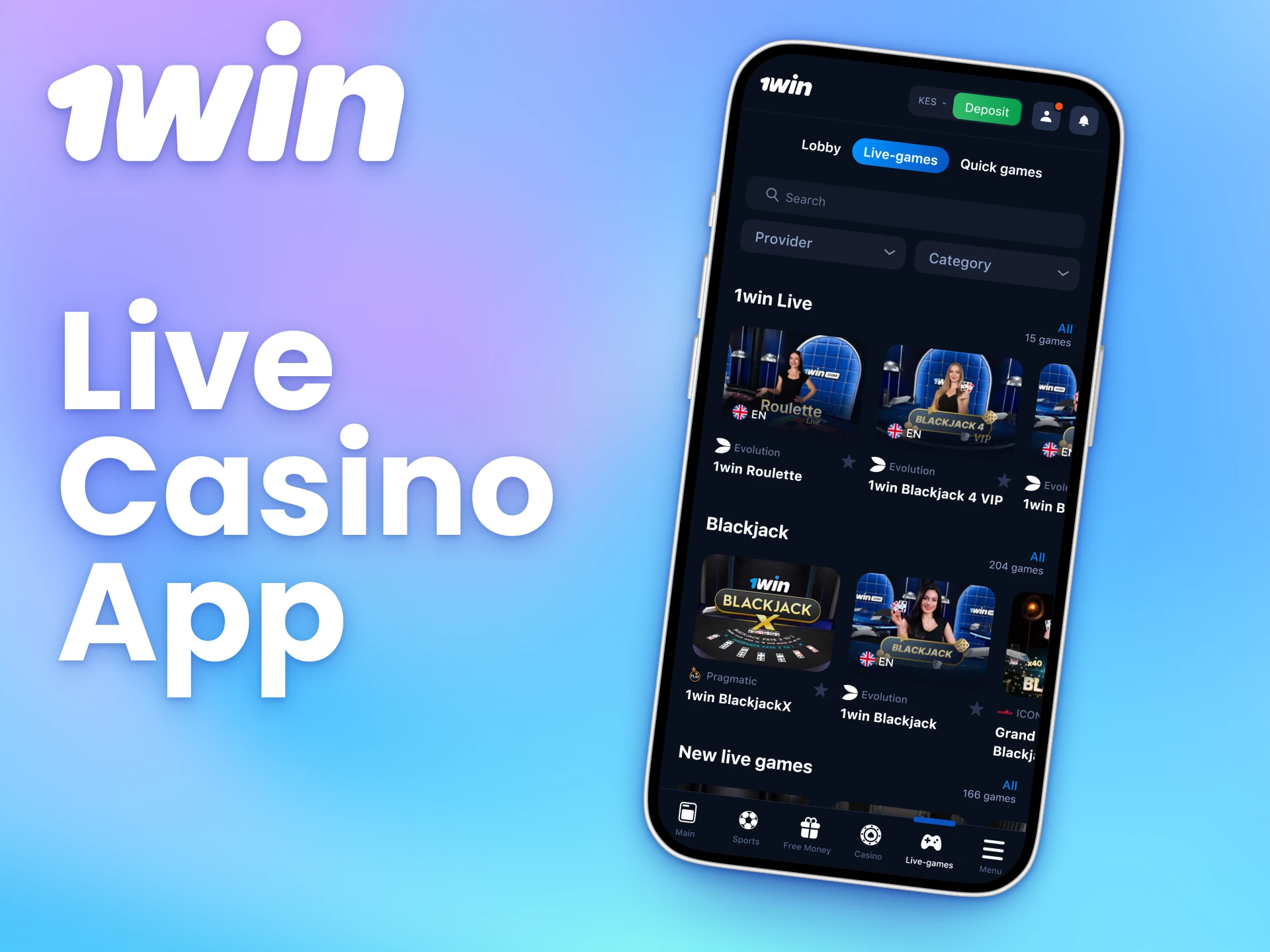 Play live casino games at the 1win mobile app.