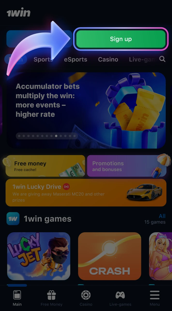 Sign up at 1win to enjoy playing Lucky Jet.