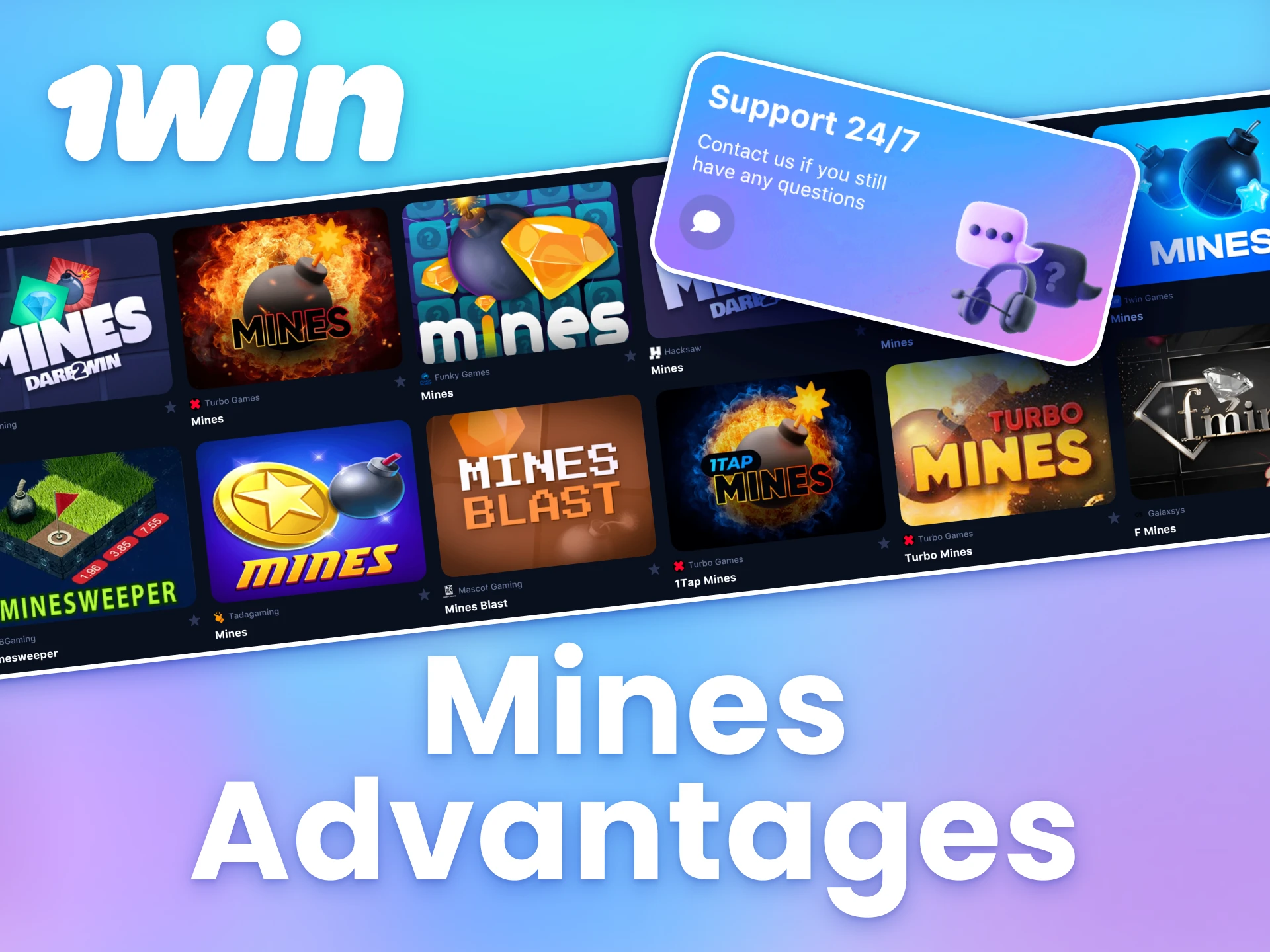 Benefit from the features offered by 1win when playing Mines.