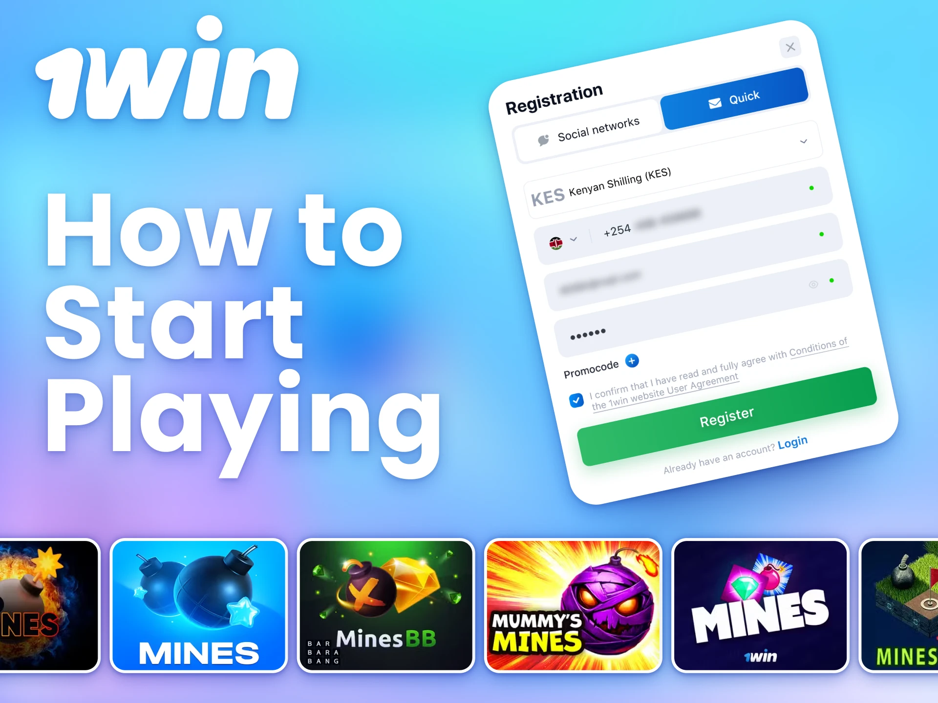 Join 1win and challenge yourself with the Mines games.