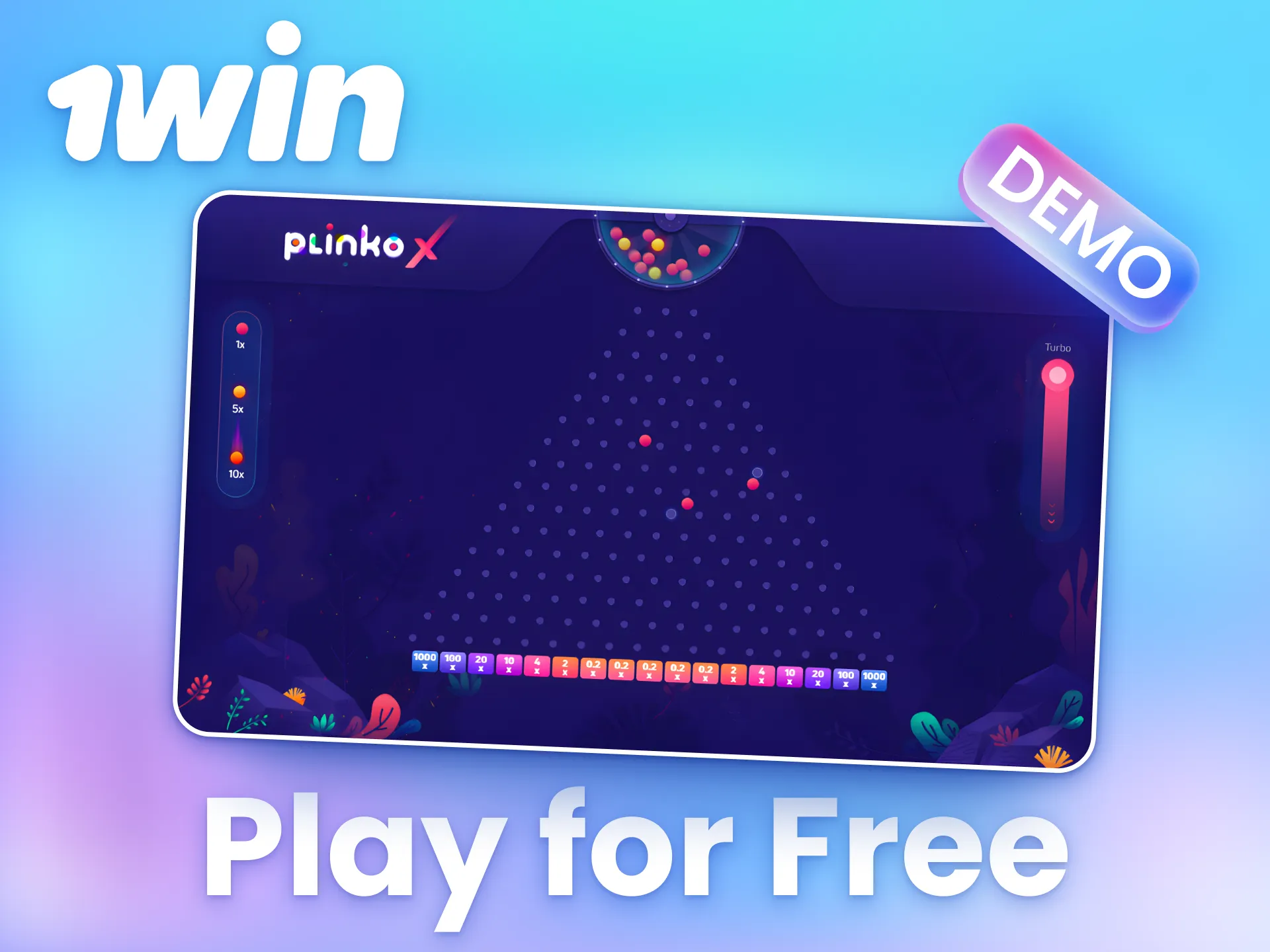 You can try Plinko games at 1win in demo mode for free.