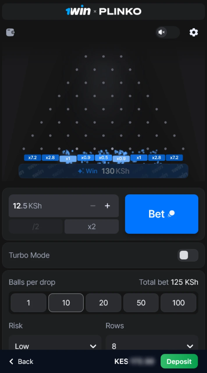 Secure a winning result in the Plinko game on 1win.