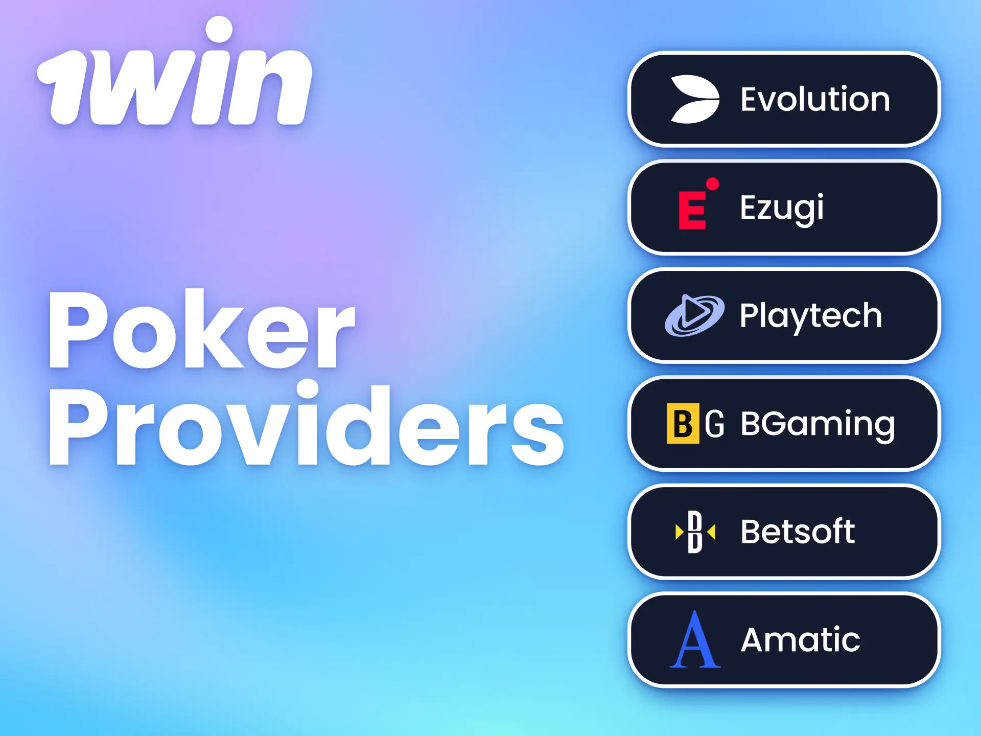 Poker games at 1win are provided by top-tier casino software developers.