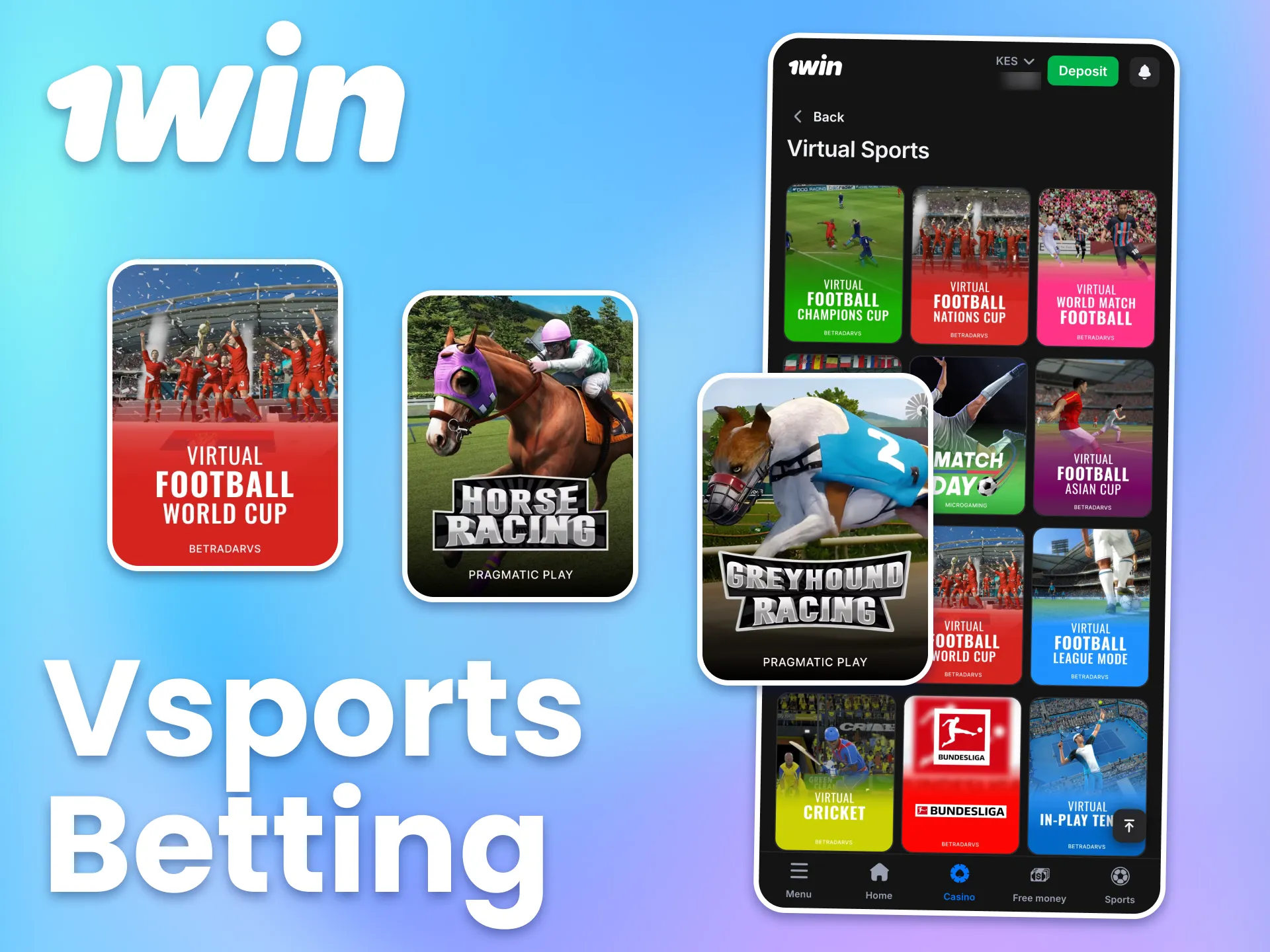 Place bet on virtual sports on 1win application.