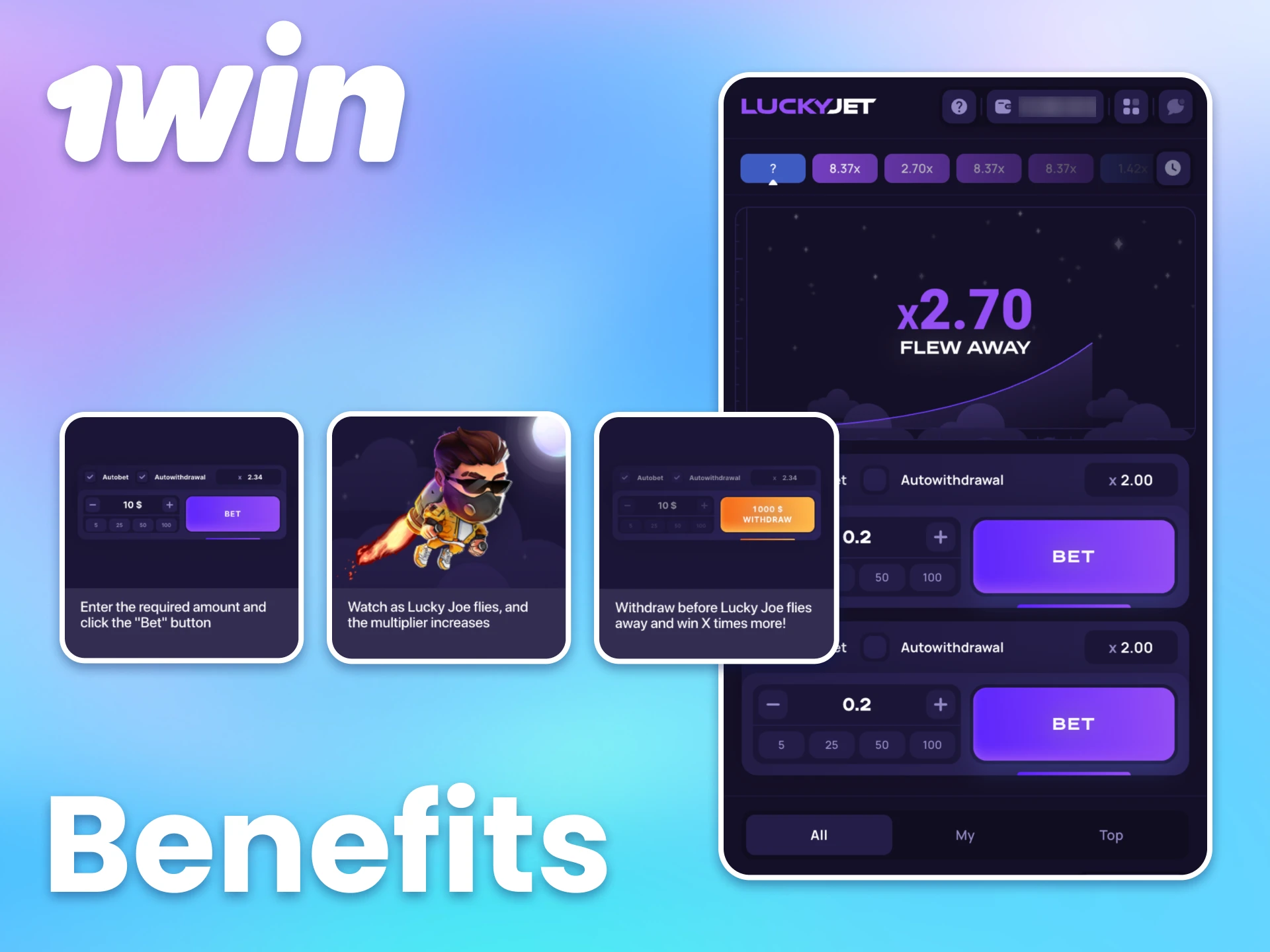 Start playing Quick Games at 1win and get benefits.