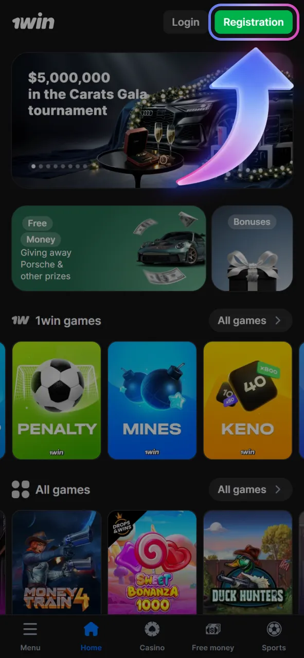 Create your official 1win account by using the registration button and filling out the necessary form completely.