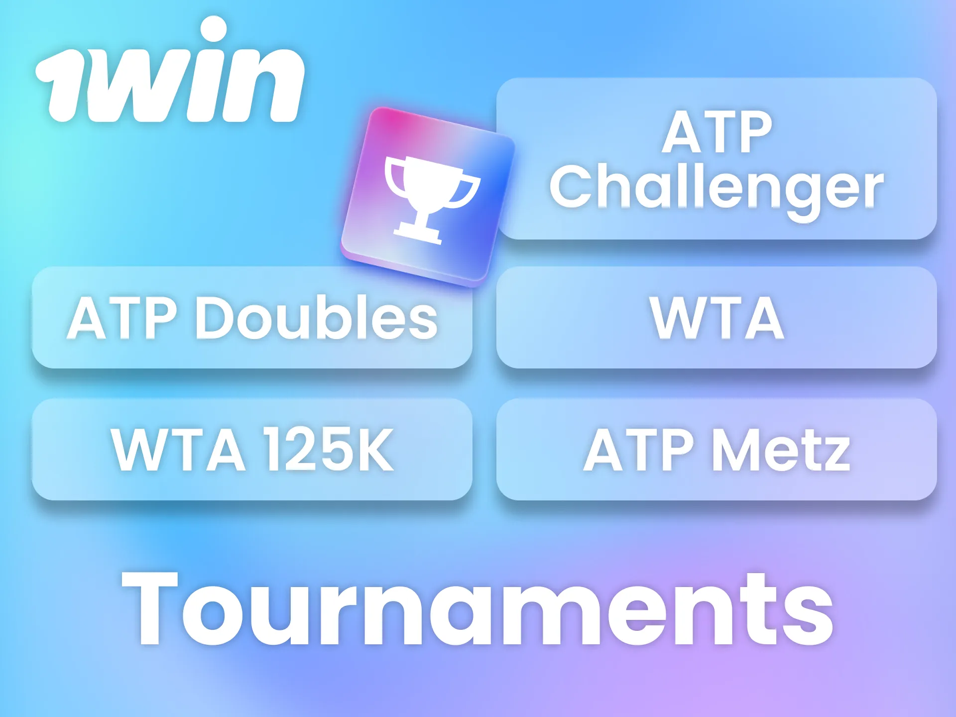 Bet on popular tennis tournaments at 1win including WTA, ATP, Challenger, and WTA 125K events.