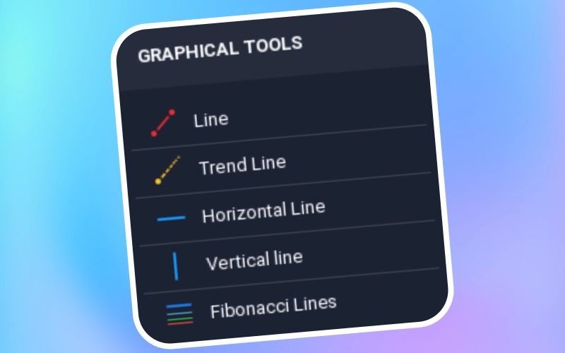 Use the graphical drawing tools on the 1win Trading chart toolbar to mark key levels and trends.