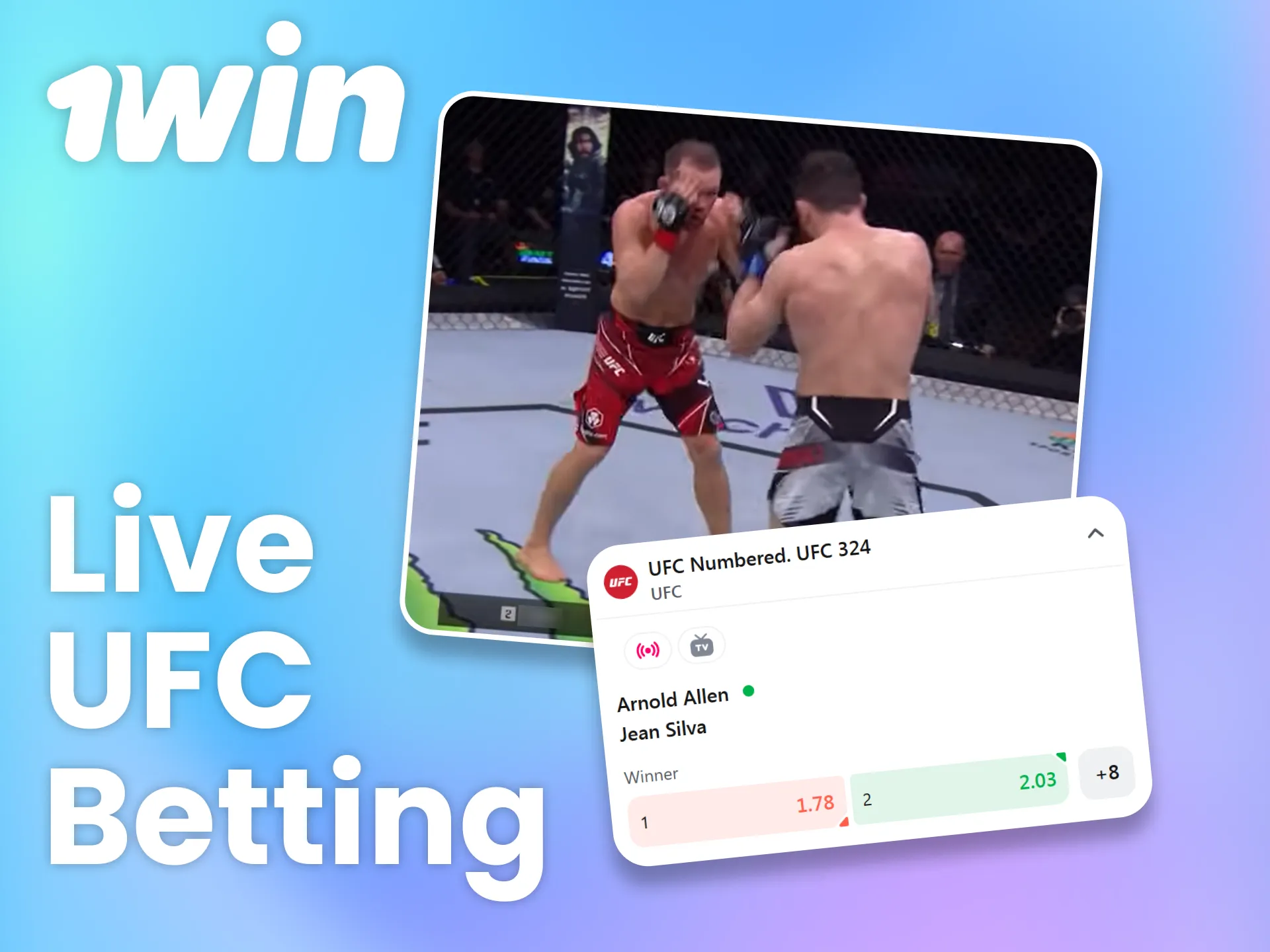 Place live UFC bets on 1win where the odds update quickly between rounds, and stream high-quality match broadcasts.